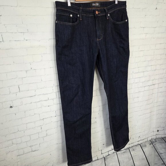 DU/ER Heritage Rinse L2X Relaxed Taper Jeans Mens Size 36 / 30 Dark Wash Denim - Picture 3 of 15